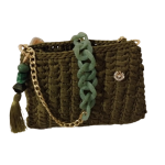 Bolsa Carteira Artesanal em Fio de Malha – Verde Musgo